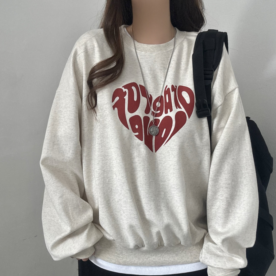 Oversized Heart Printing Sweatshirt T-shirt