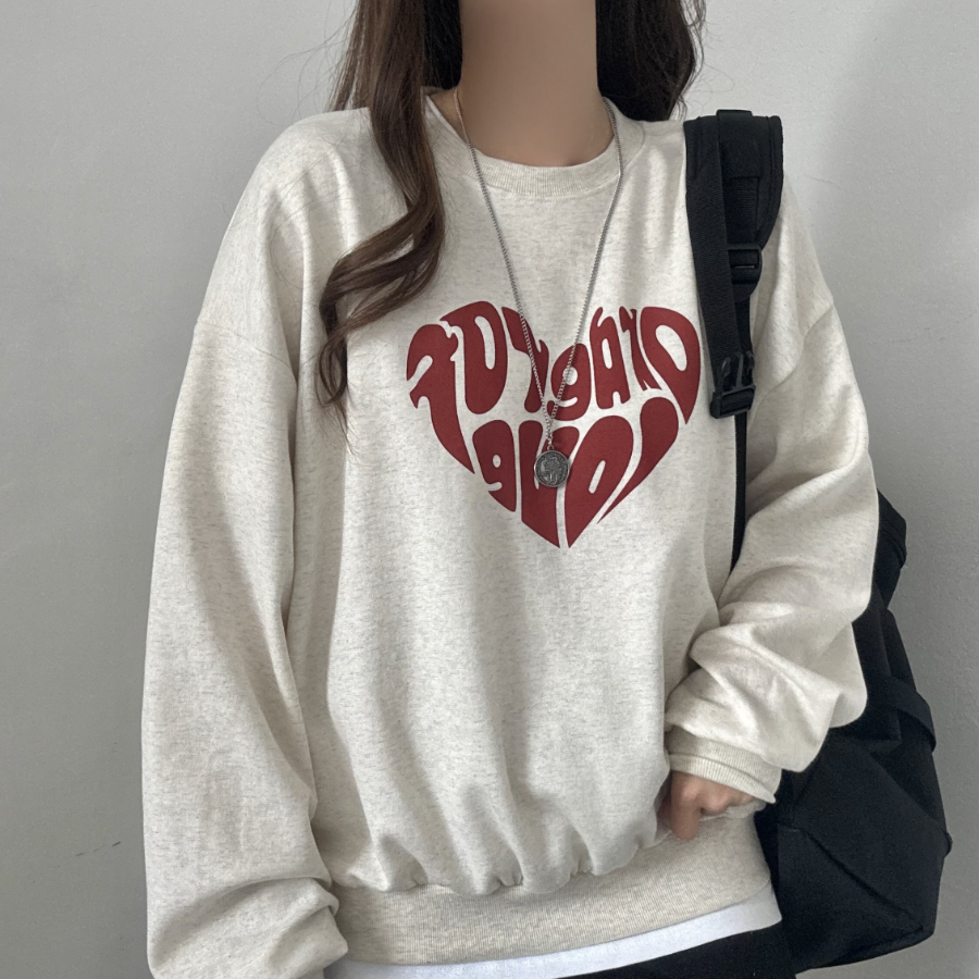 Oversized Heart Printing Sweatshirt T-shirt