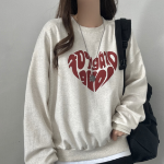 Oversized Heart Printing Sweatshirt T-shirt