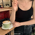 SuemW S094 Ribbed Crop Strap Top