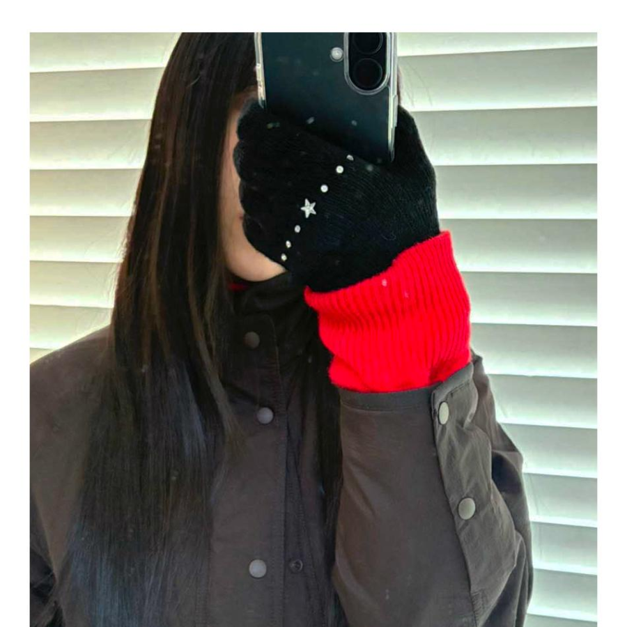 Женские Шерстяные Перчатки с Декором в Виде Кубической Звезды — элегантная простота с блестящим акцентом