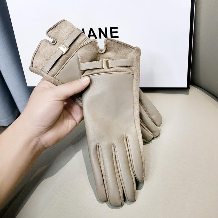 Женские Зимние Кожаные Велюровые Перчатки с Сенсорным Экраном — стиль и удобство в холодное время