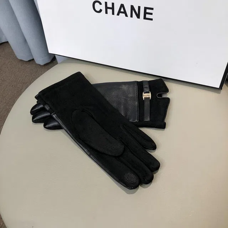 Женские Зимние Кожаные Велюровые Перчатки с Сенсорным Экраном — стиль и удобство в холодное время