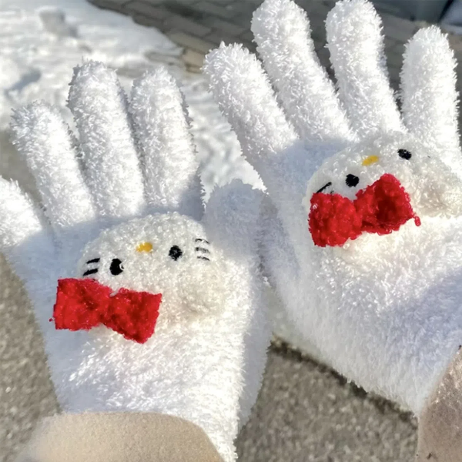 Женские Зимние Перчатки OKII с Мехом и Кошачьим Дизайном — тепло с ноткой игривости