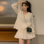 Костюм с блузкой и мини-юбкой с шортами внутри