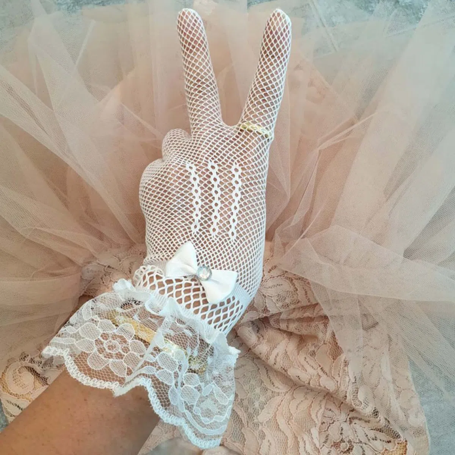 Кружевные Свадебные Перчатки с Сетчатой Тканью и Лентами — элегантный штрих для вашего особенного дня