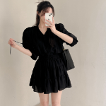 Костюм с блузкой и мини-юбкой с шортами внутри