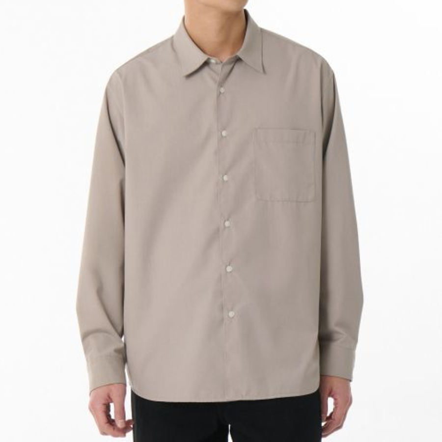 Relaxed Wool-Like Shirt (Light Beige)