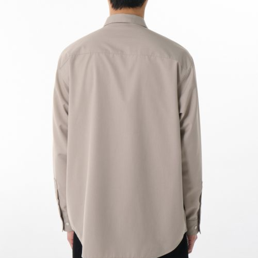 Relaxed Wool-Like Shirt (Light Beige)