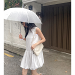 Мини-платье с бретелями и объёмным баллон-кроем