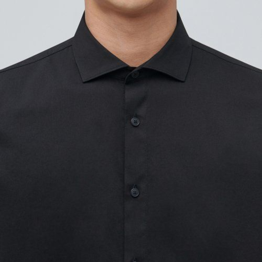 Wide Spread Collar Dress Shirt (Black)
