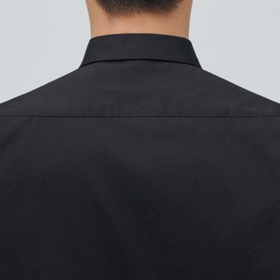 Wide Spread Collar Dress Shirt (Black)