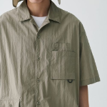 City Leisure CN Oversized Glasses Pocket Short Sleeve Shirt (Beige)
