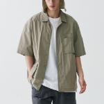 City Leisure CN Oversized Glasses Pocket Short Sleeve Shirt (Beige)