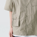 City Leisure CN Oversized Glasses Pocket Short Sleeve Shirt (Beige)