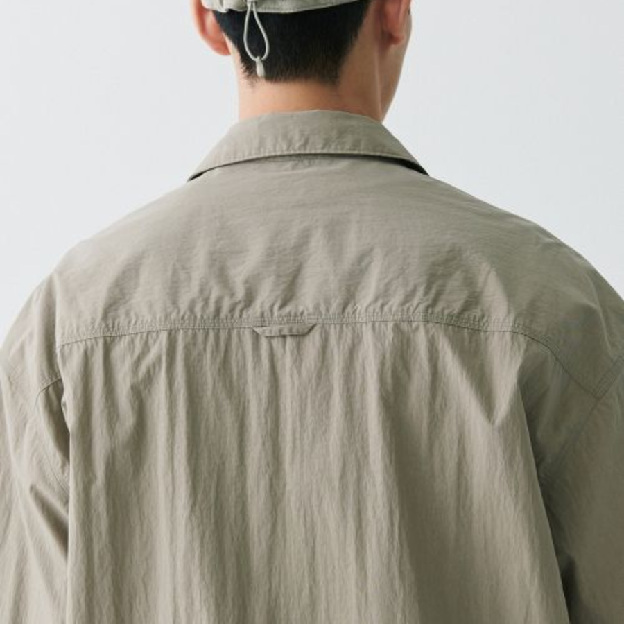 City Leisure CN Oversized Glasses Pocket Short Sleeve Shirt (Beige)