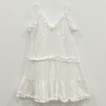 Мини-платье-бюстье с многослойными воланами и фестонами