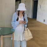 Мини-платье-бюстье с многослойными воланами и фестонами