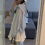 Мини-платье-бюстье с многослойными воланами и фестонами