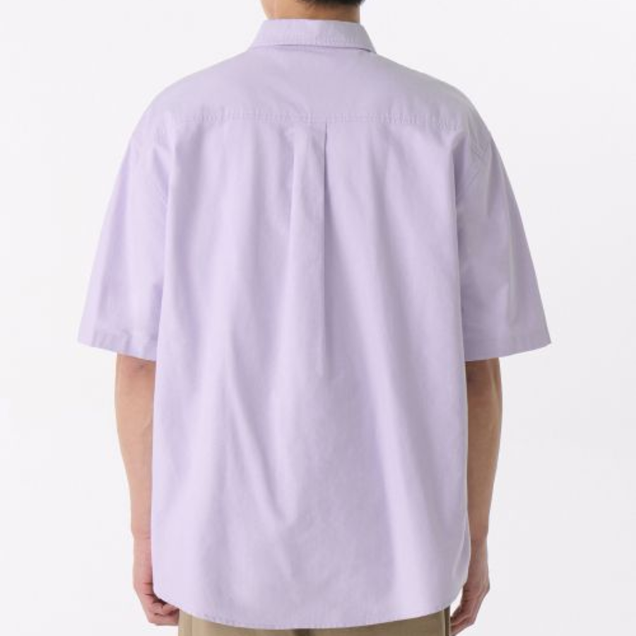 Oversized Oxford Short Sleeve Shirt (Lilac)