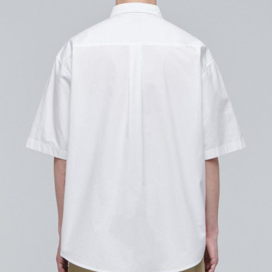 Oversized Poplin Short Sleeve Shirt (White)