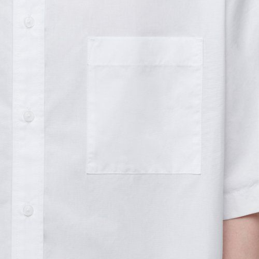 Oversized Poplin Short Sleeve Shirt (White)