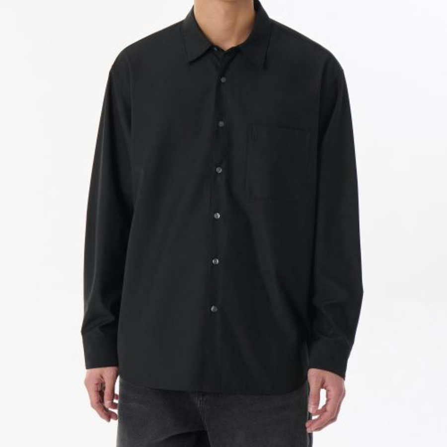 Relaxed Wool-Like Shirt (Black)