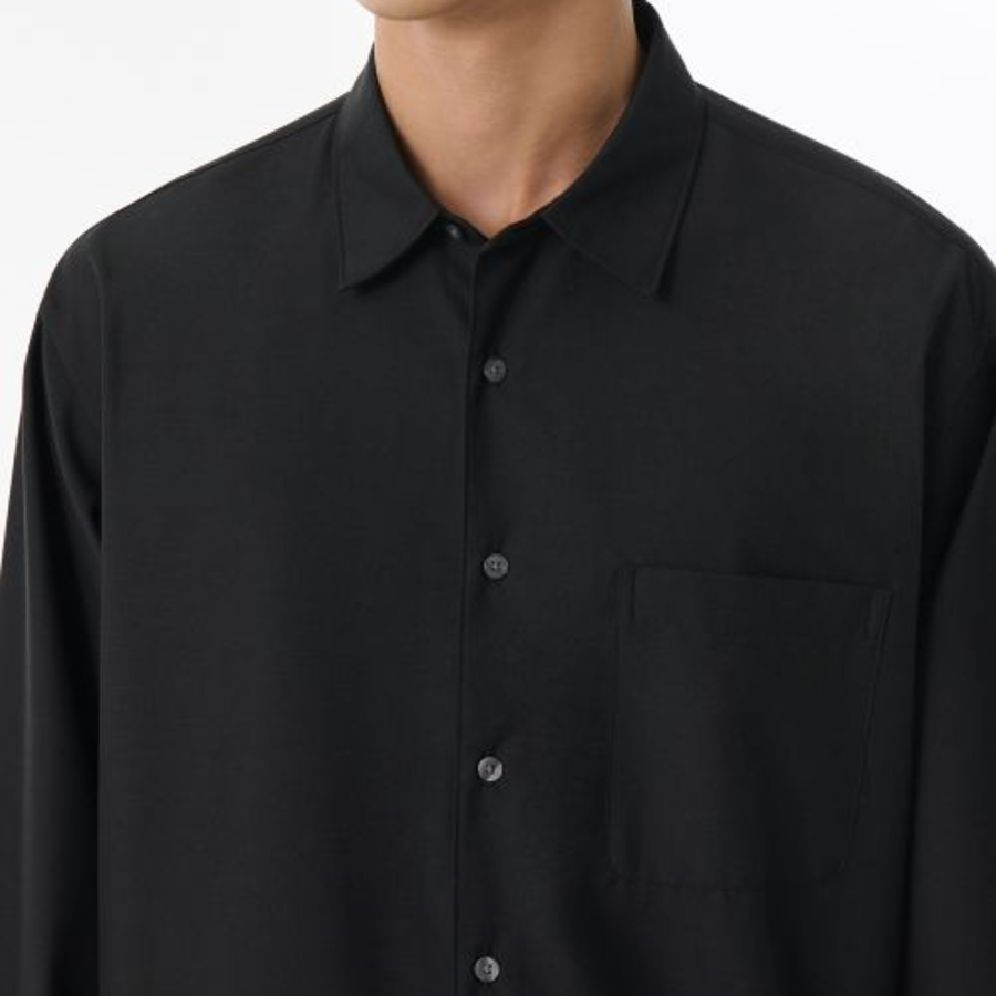 Relaxed Wool-Like Shirt (Black)