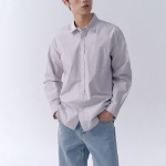 Basic Washed Poplin Shirt (Light Gray)