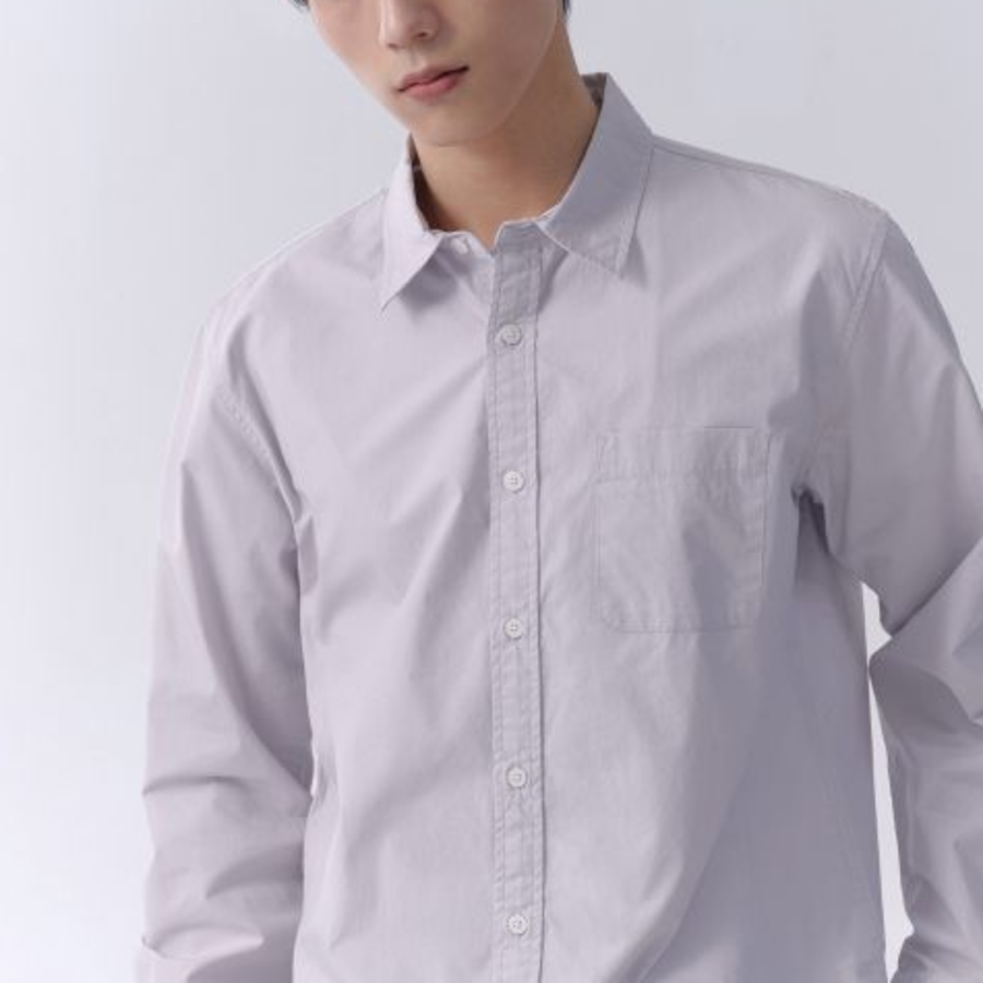 Basic Washed Poplin Shirt (Light Gray)