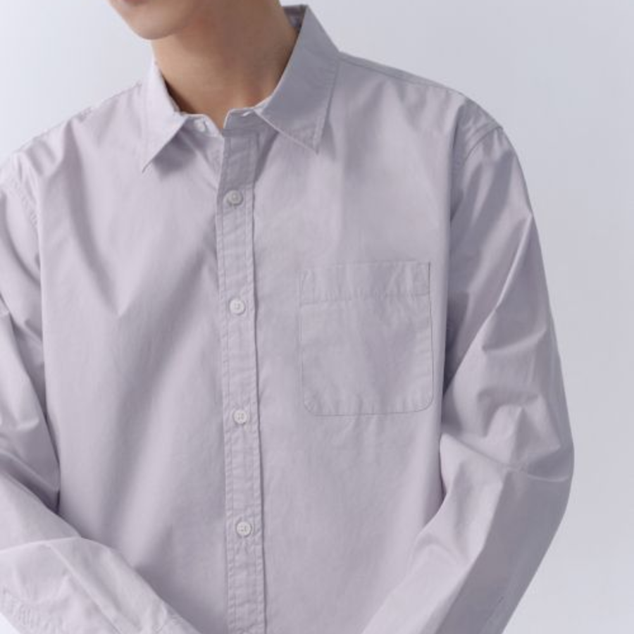 Basic Washed Poplin Shirt (Light Gray)
