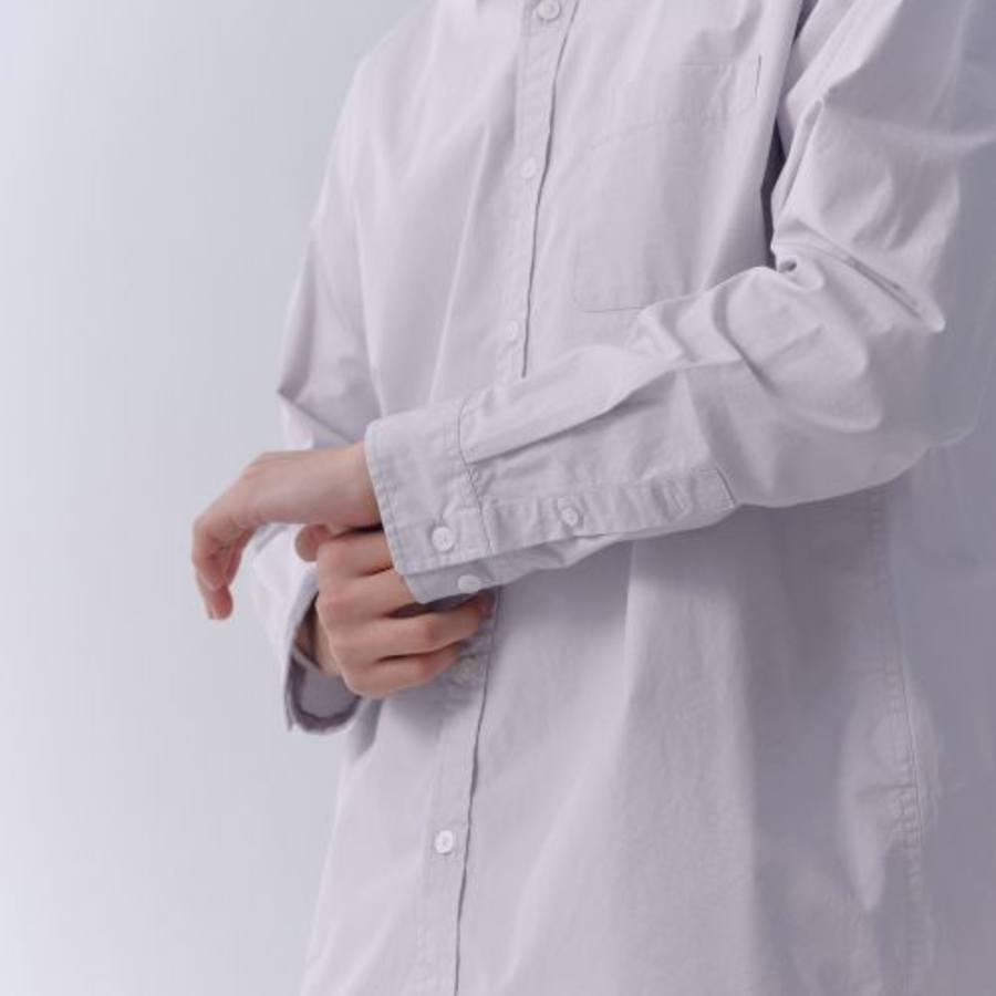 Basic Washed Poplin Shirt (Light Gray)