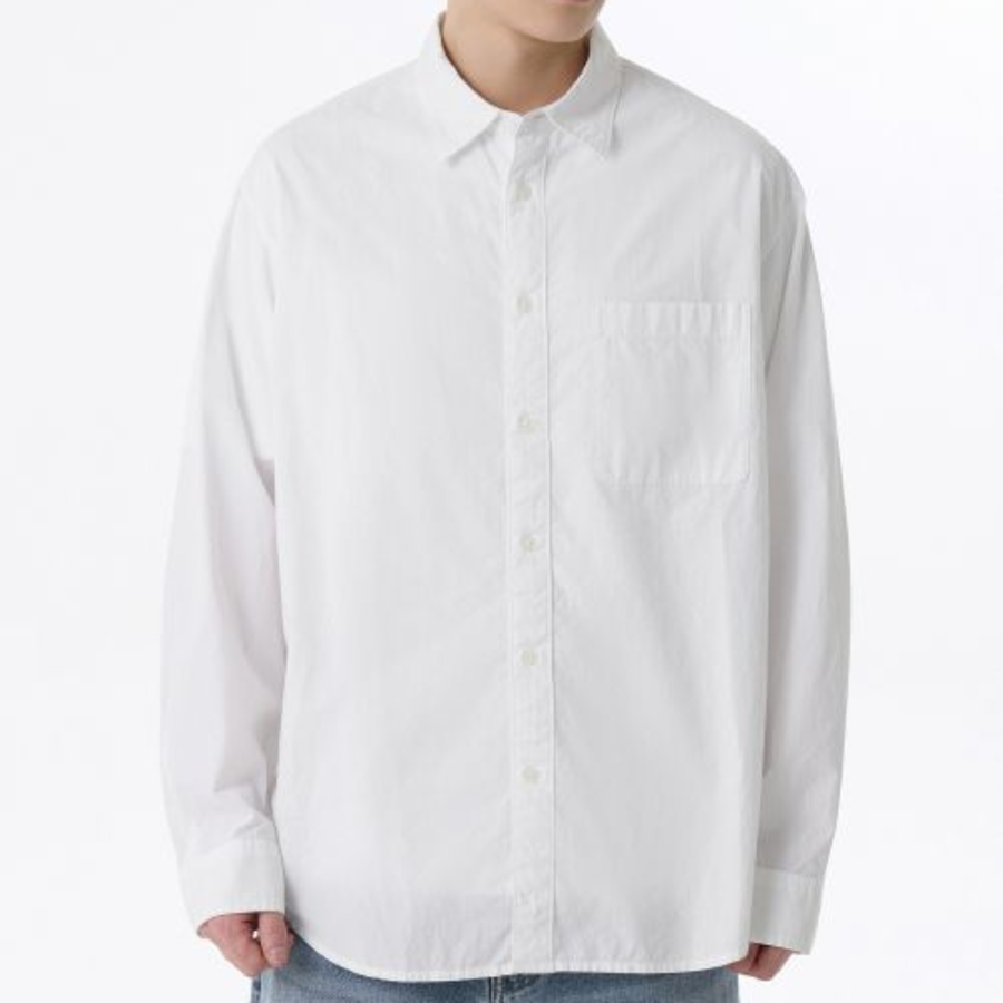 Relaxed Micro Seersucker Shirt (White)