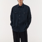 Relaxed Soft Poplin Officer Shirt (Navy)
