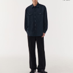 Relaxed Soft Poplin Officer Shirt (Navy)