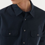Relaxed Soft Poplin Officer Shirt (Navy)