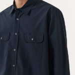 Relaxed Soft Poplin Officer Shirt (Navy)