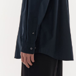 Relaxed Soft Poplin Officer Shirt (Navy)