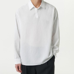 Relaxed Linen-Like Tunic Shirt (White)