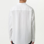 Relaxed Linen-Like Tunic Shirt (White)