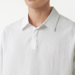 Relaxed Linen-Like Tunic Shirt (White)