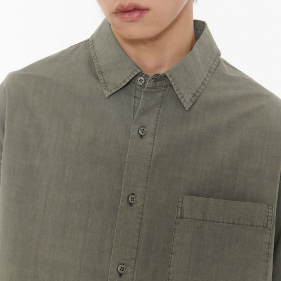 Relaxed Cotton Tencel Pigment Shirt (Khaki)