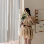 Свободный размер-Бежевый-Платье двойка