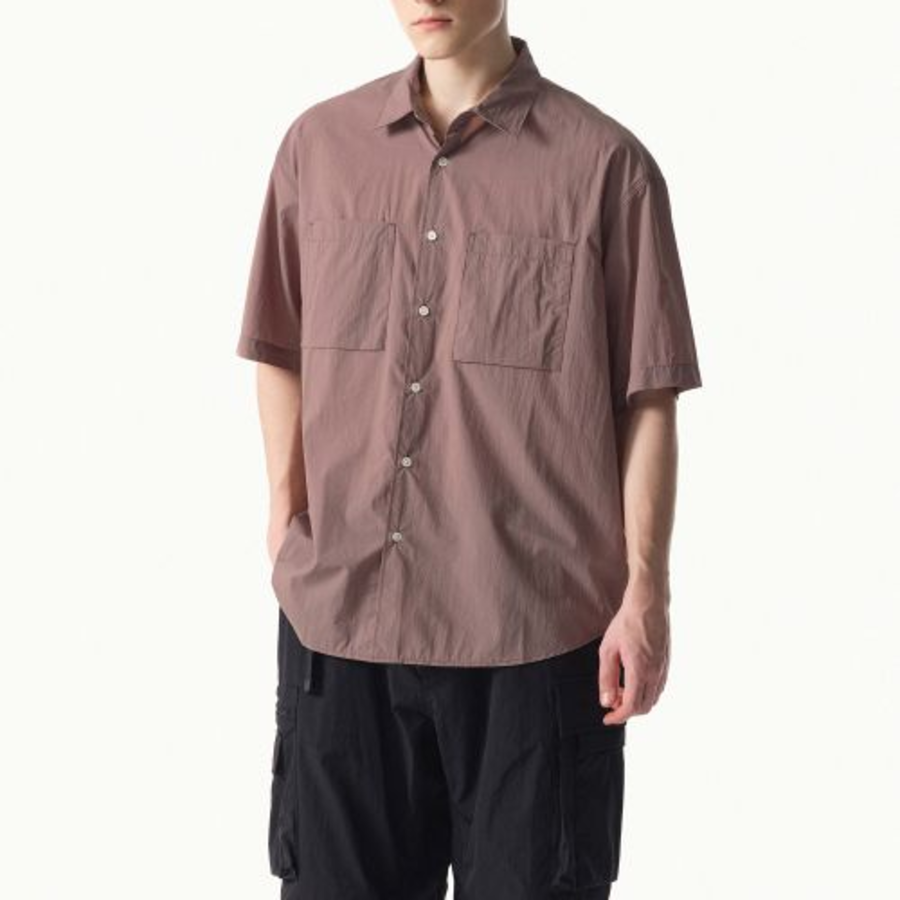 City Leisure Lightweight Nylon Oversized Short Sleeve Shirt (Smoke Pink)