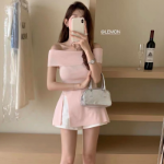 Свободный размер-Розовый-Мини-платье