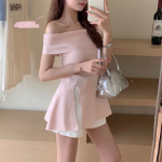 Мини-платье с открытыми плечами для летнего отдыха и торжеств