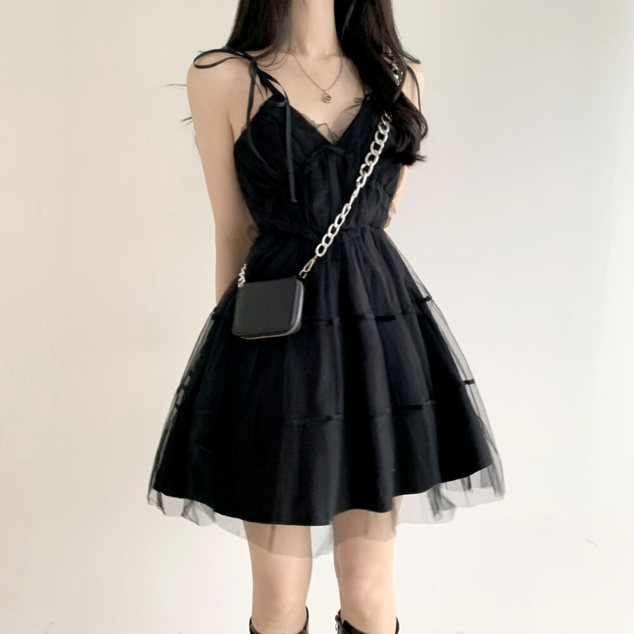 Мини-платье из шифона с каскадной юбкой в стиле балерины