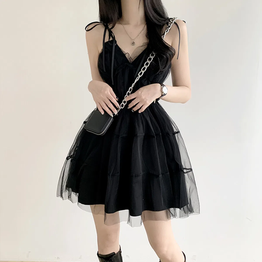 Мини-платье из шифона с каскадной юбкой в стиле балерины