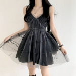 Свободный размер-Серый-Мини-платье