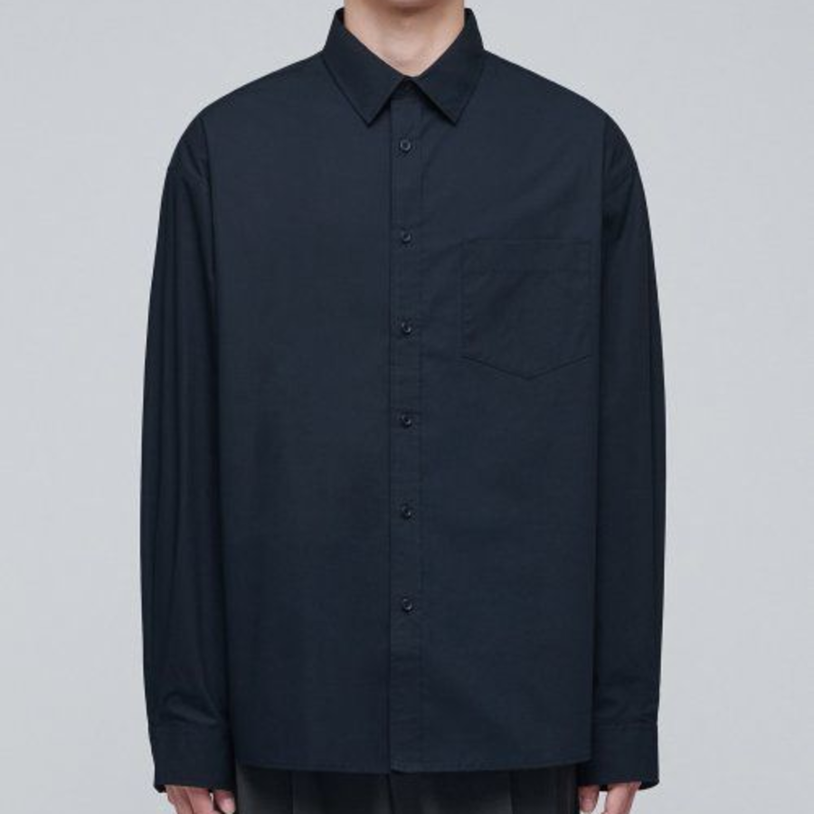 Oversized Poplin Shirt (Navy)